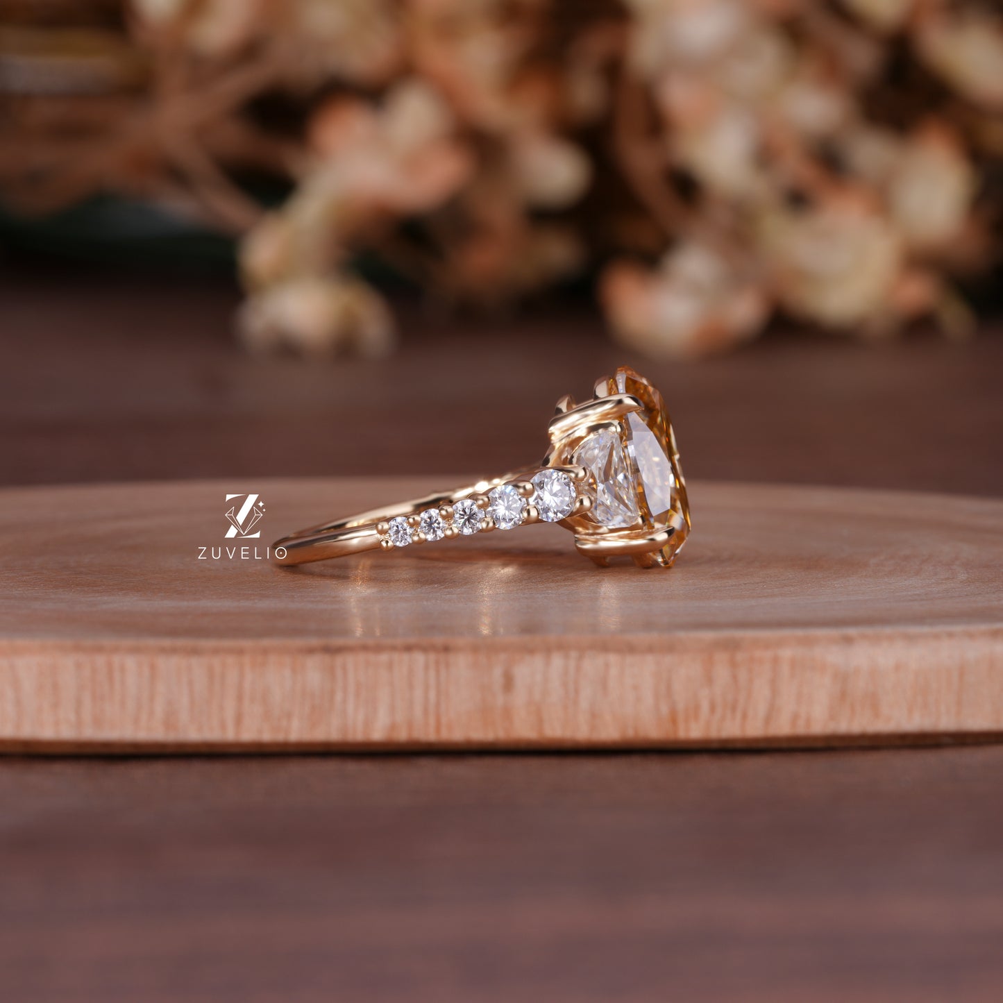 Champagne Oval Moissanite Ring