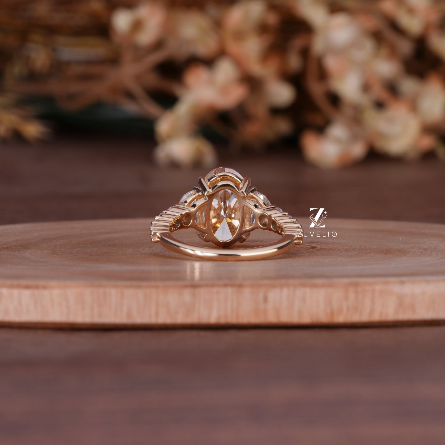 Champagne Oval Moissanite Ring