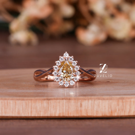 Champagne Pear Cluster Ring