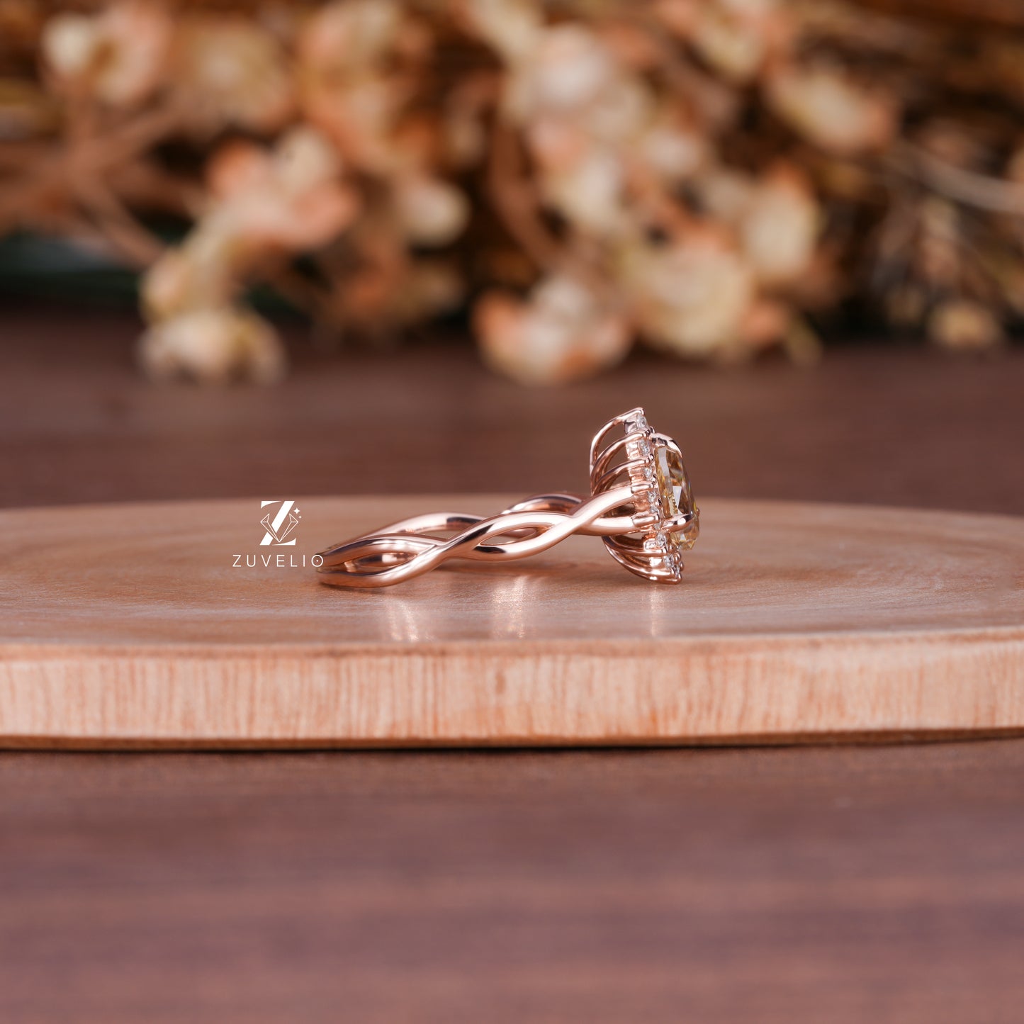 Champagne Pear Cluster Ring