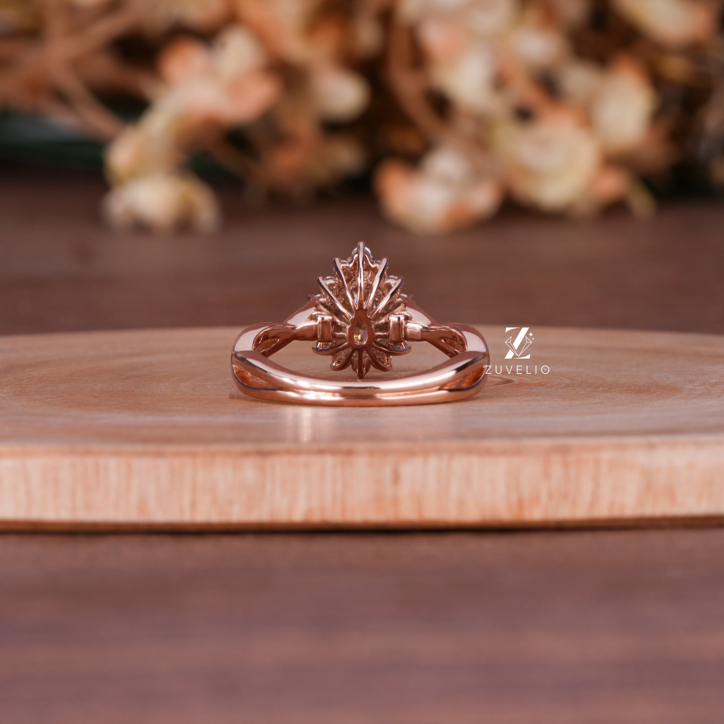 Champagne Pear Cluster Ring