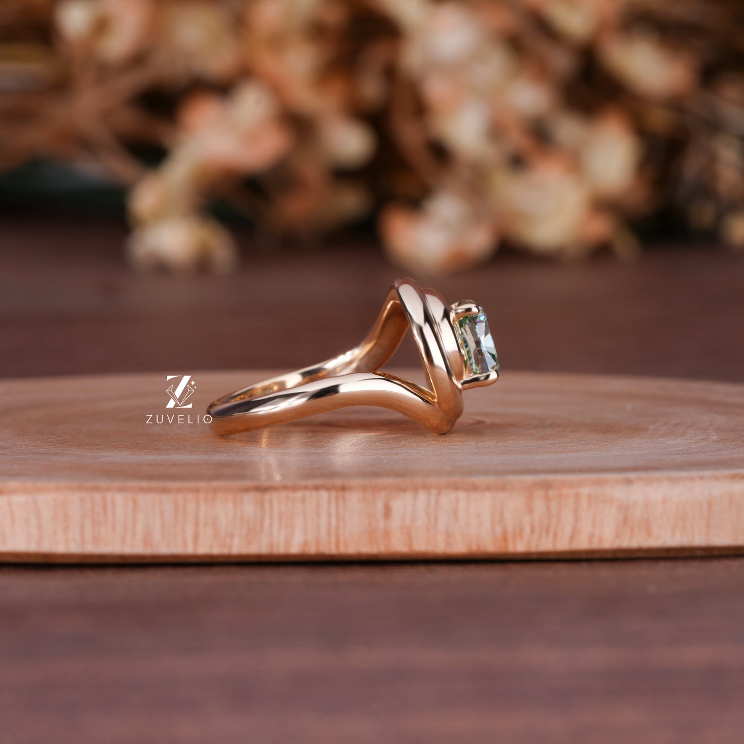 Blue Green Cushion Ring