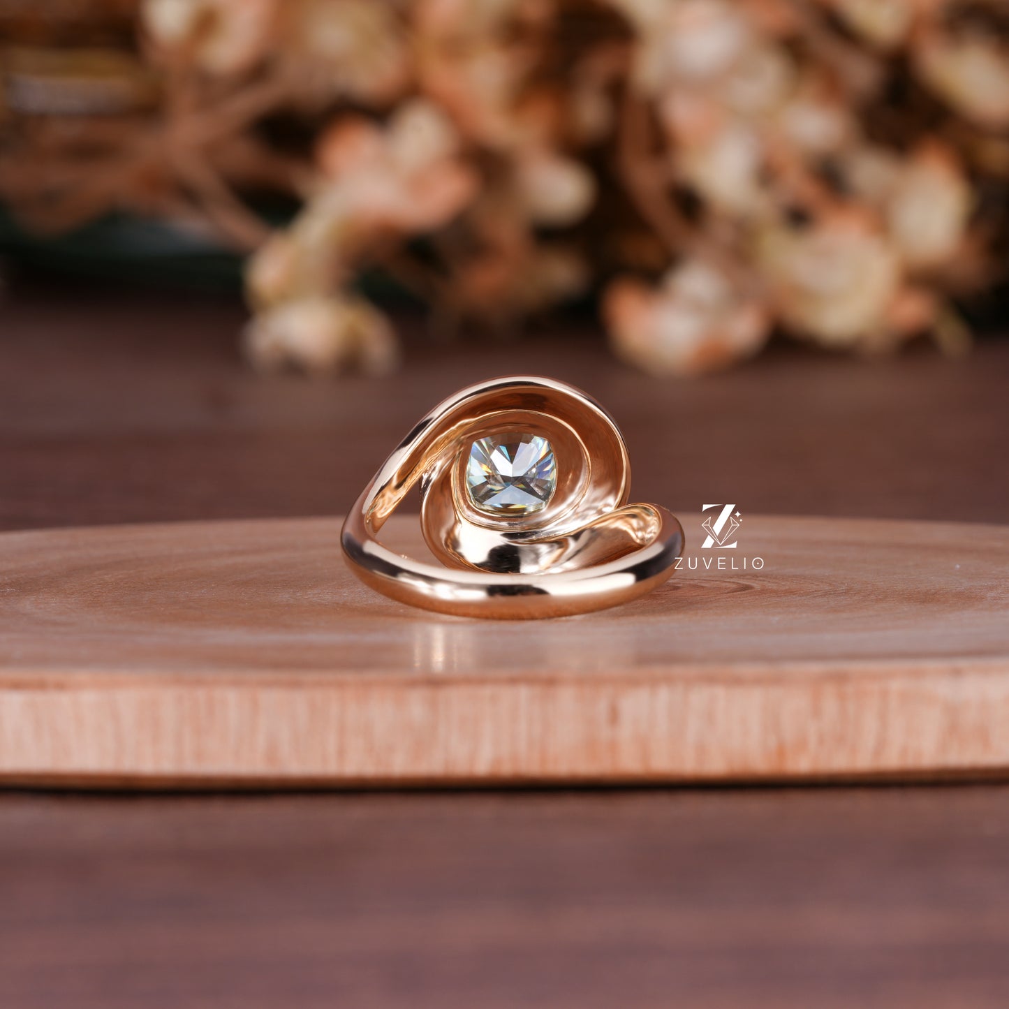 Blue Green Cushion Ring