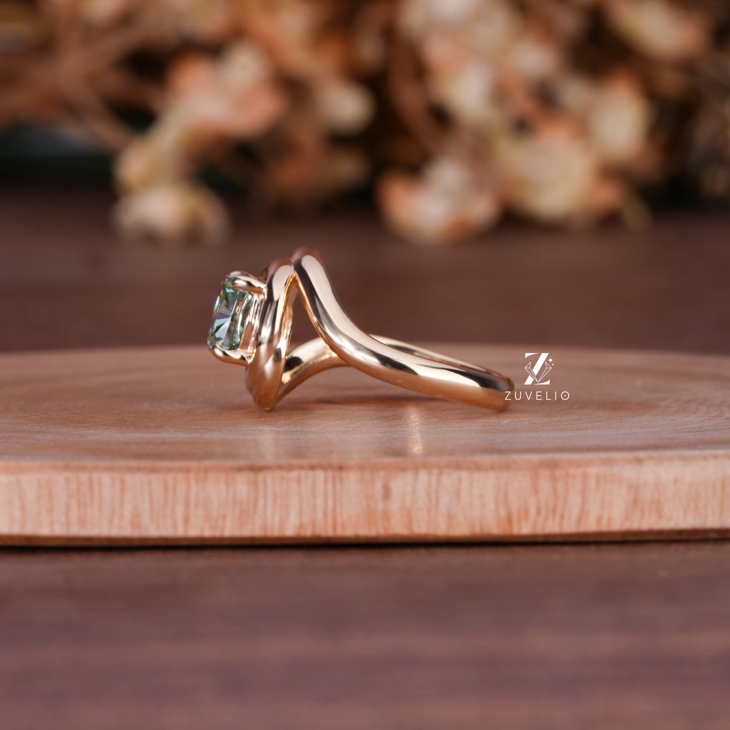Blue Green Cushion Ring