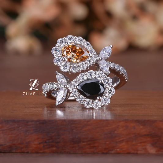 Elegant Dual Pear Ring