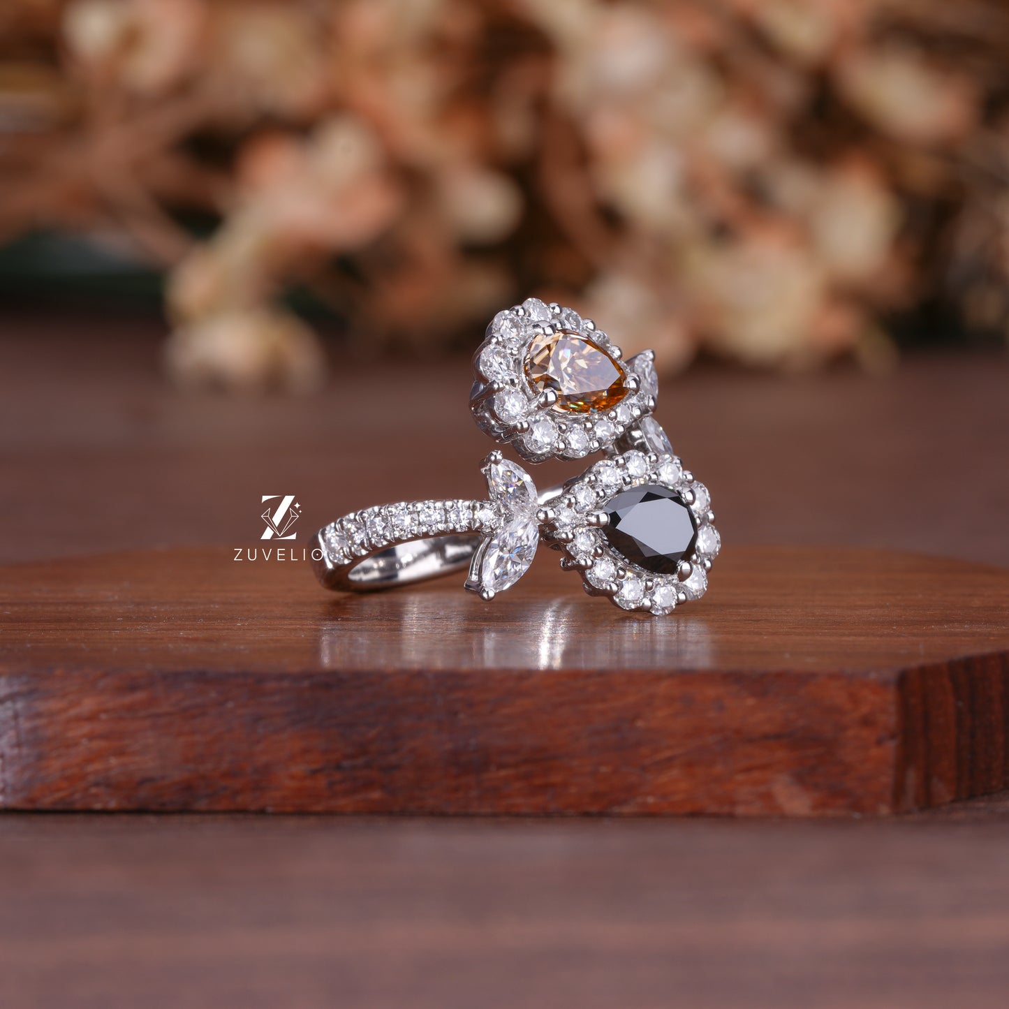 Elegant Dual Pear Ring