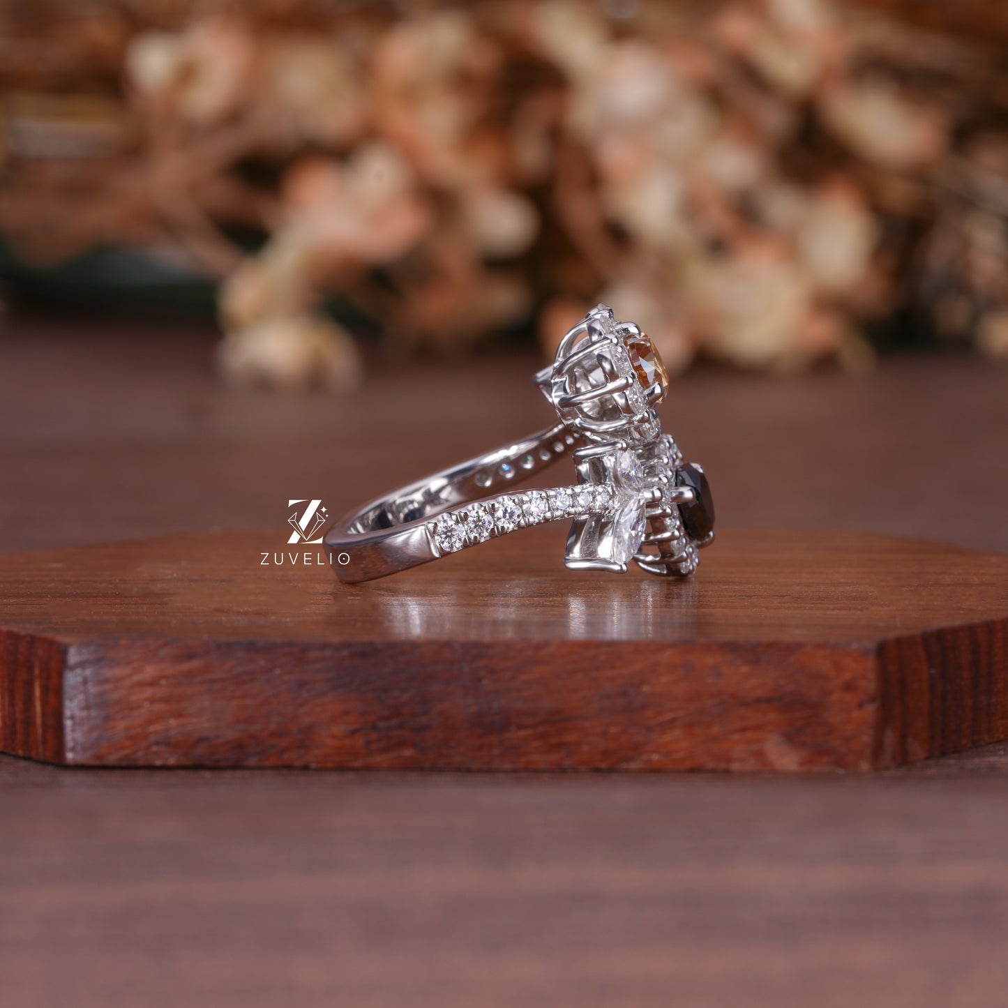 Elegant Dual Pear Ring