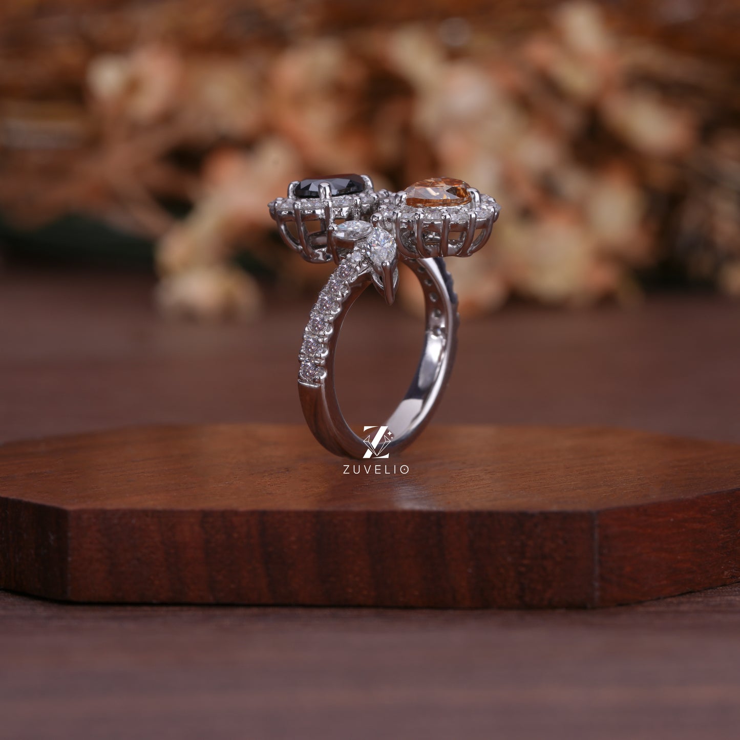 Elegant Dual Pear Ring