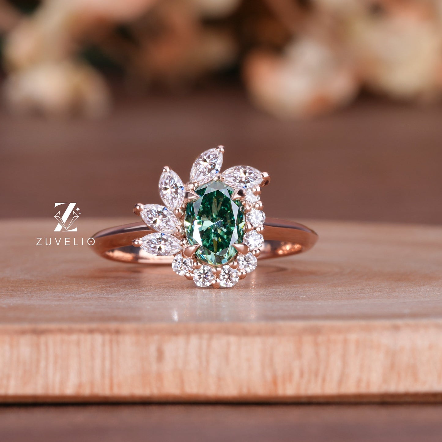 Oval Moissanite Cluster Ring