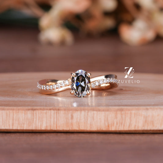 Oval Moissanite Anniversary Ring