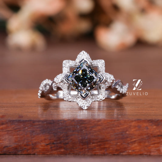 Grey Princess Moissanite Ring