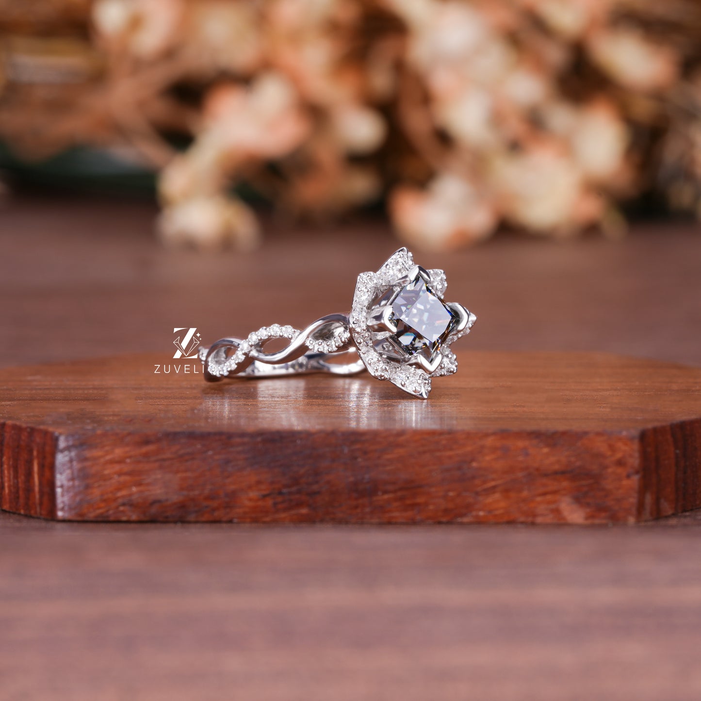 Grey Princess Moissanite Ring