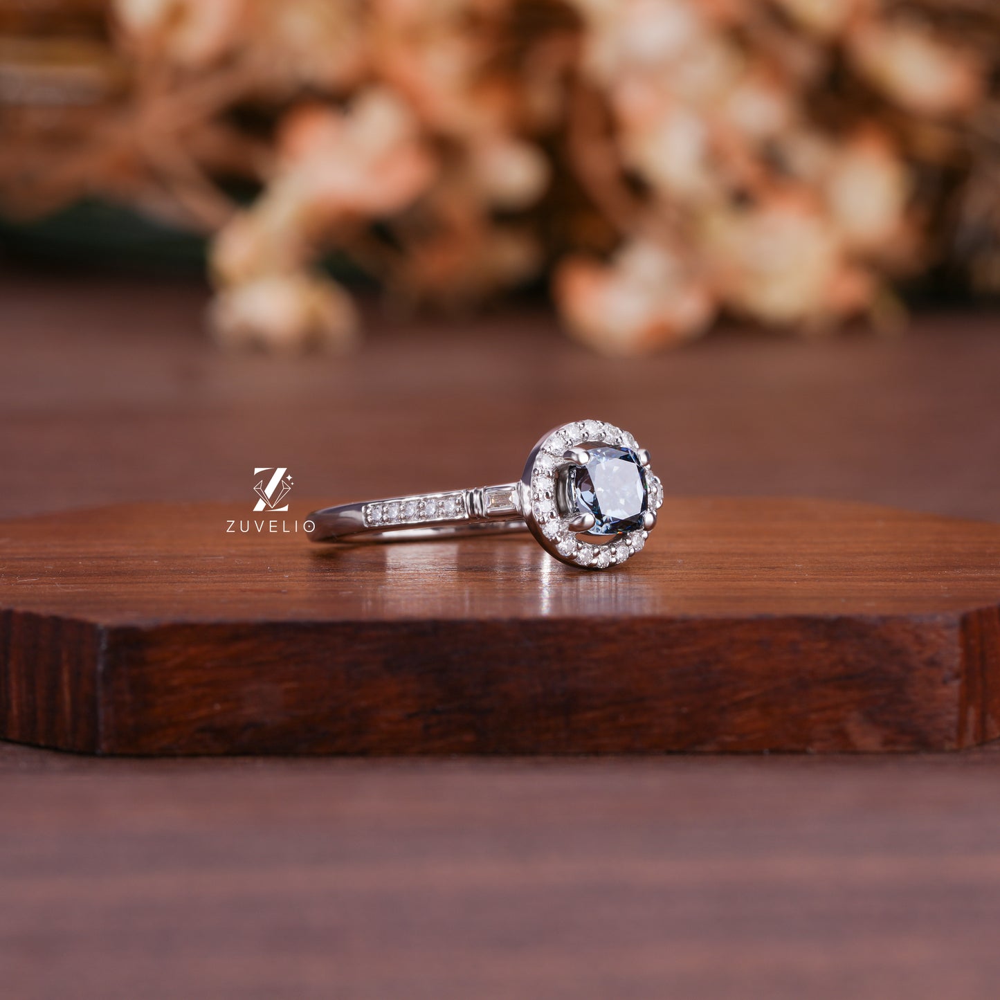 Dark Blue Cushion Ring