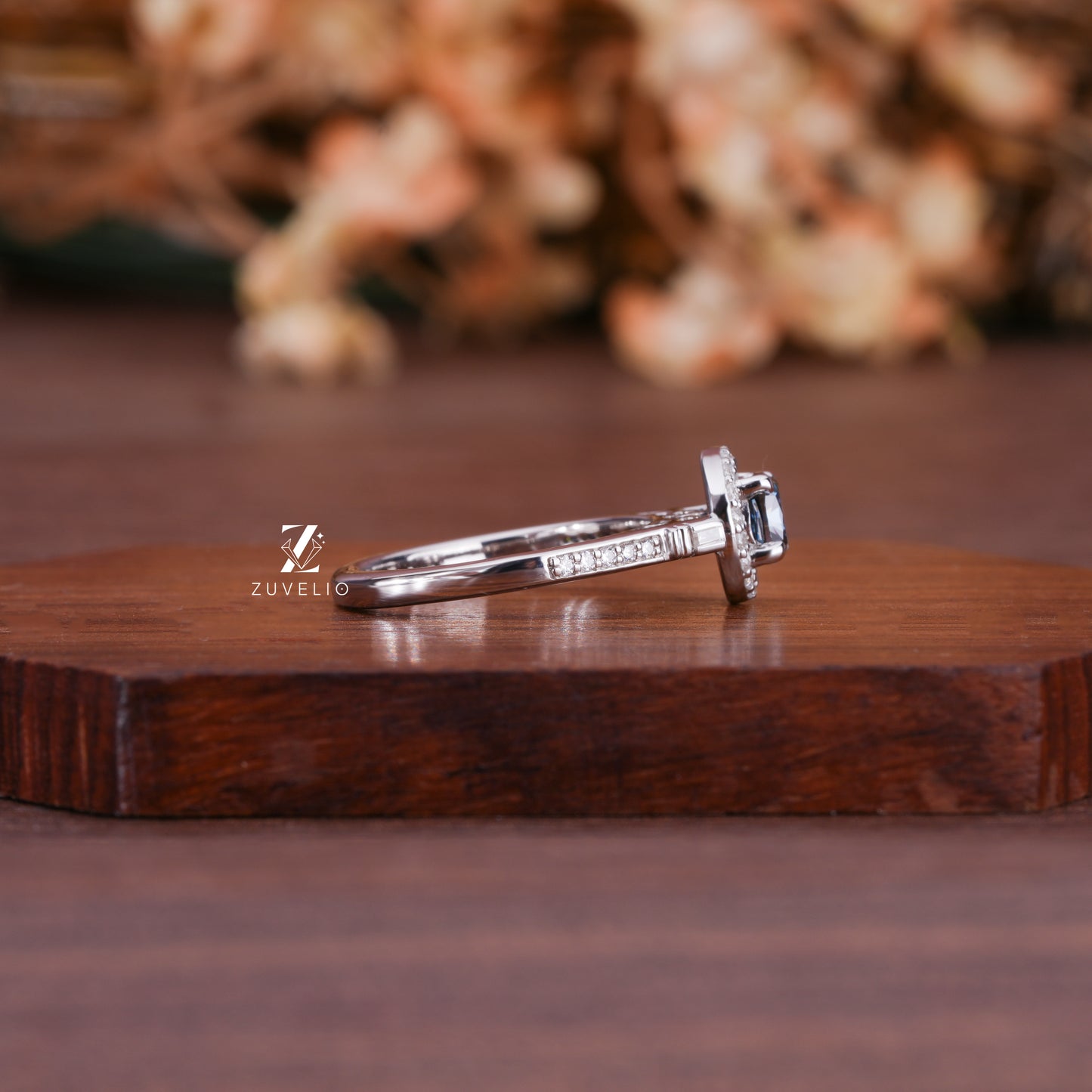 Dark Blue Cushion Ring
