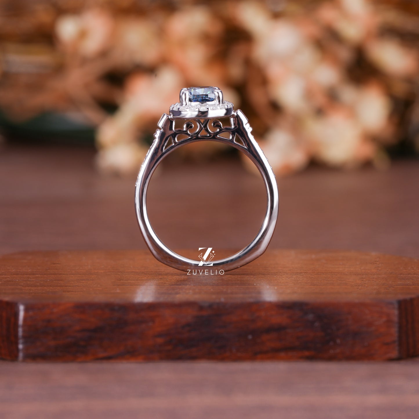 Dark Blue Cushion Ring