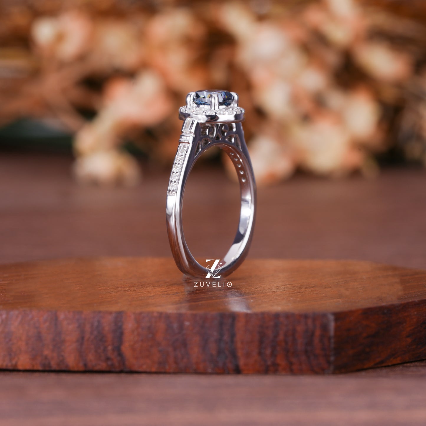 Dark Blue Cushion Ring