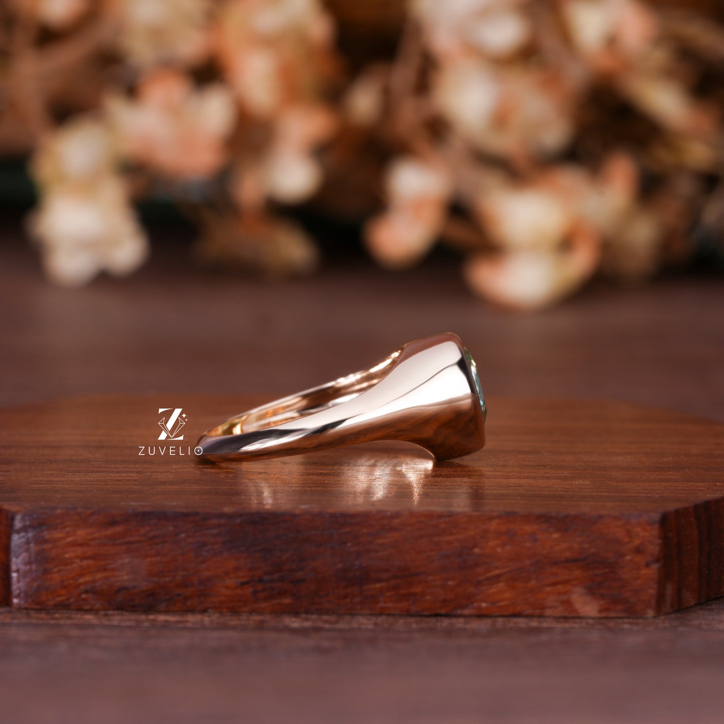Green Pear Signet Ring