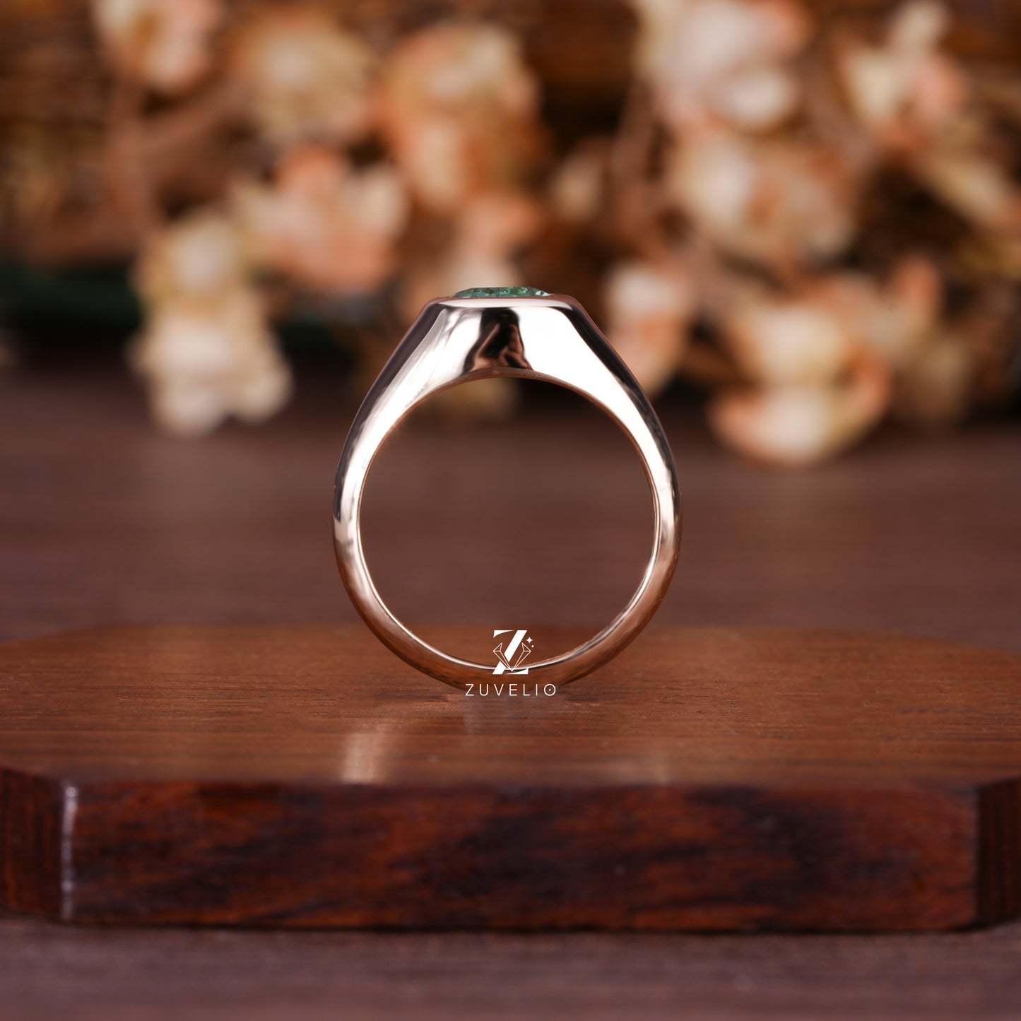 Green Pear Signet Ring
