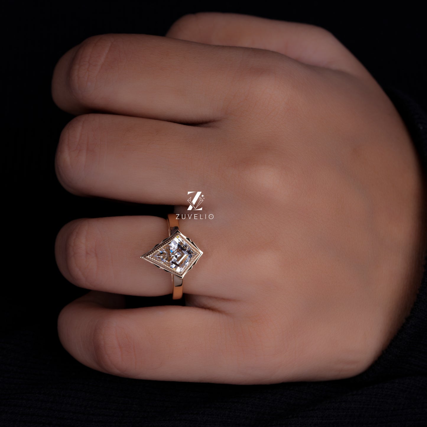 Kite Cut Lab Diamond Engagement Ring