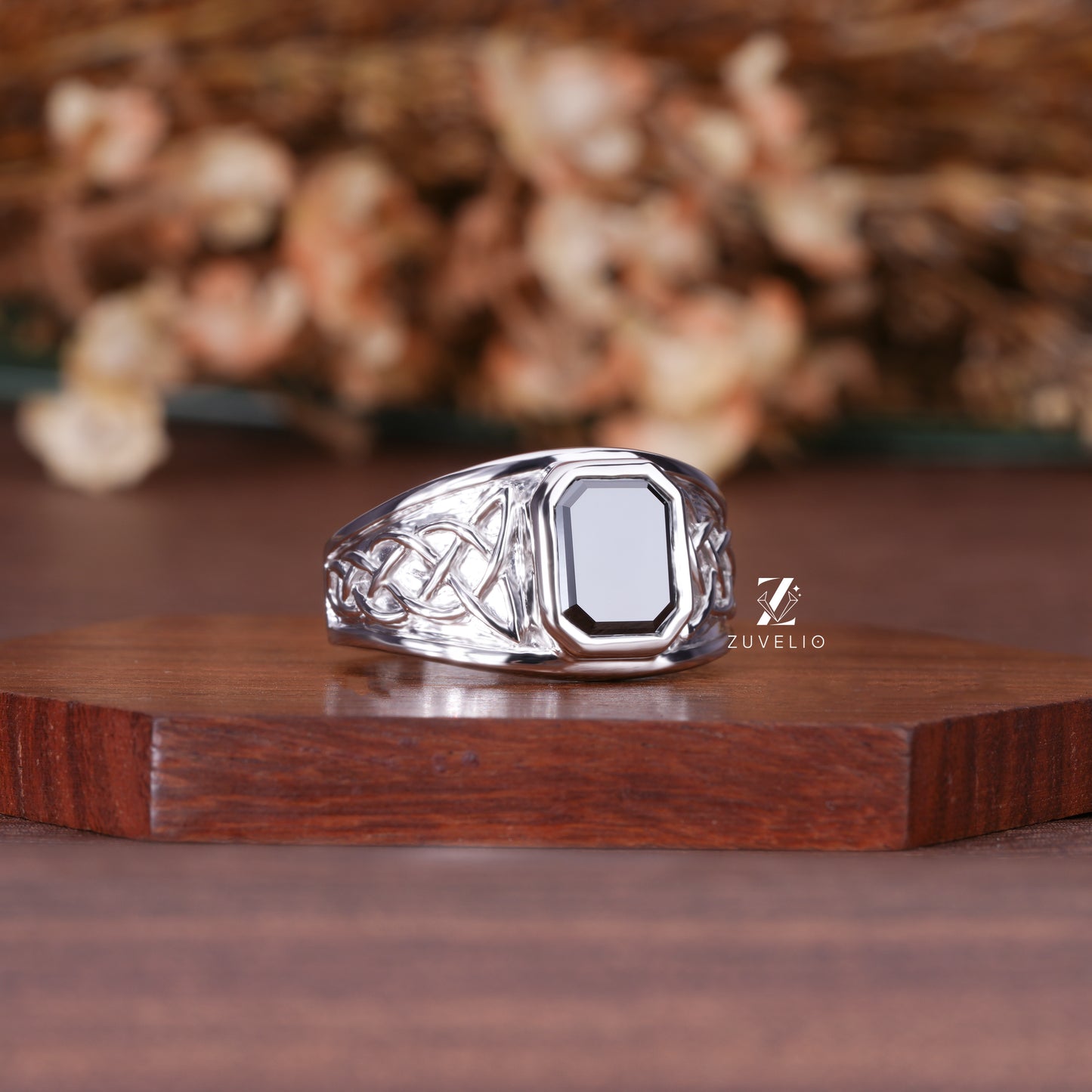 Men's Black Moissanite Ring