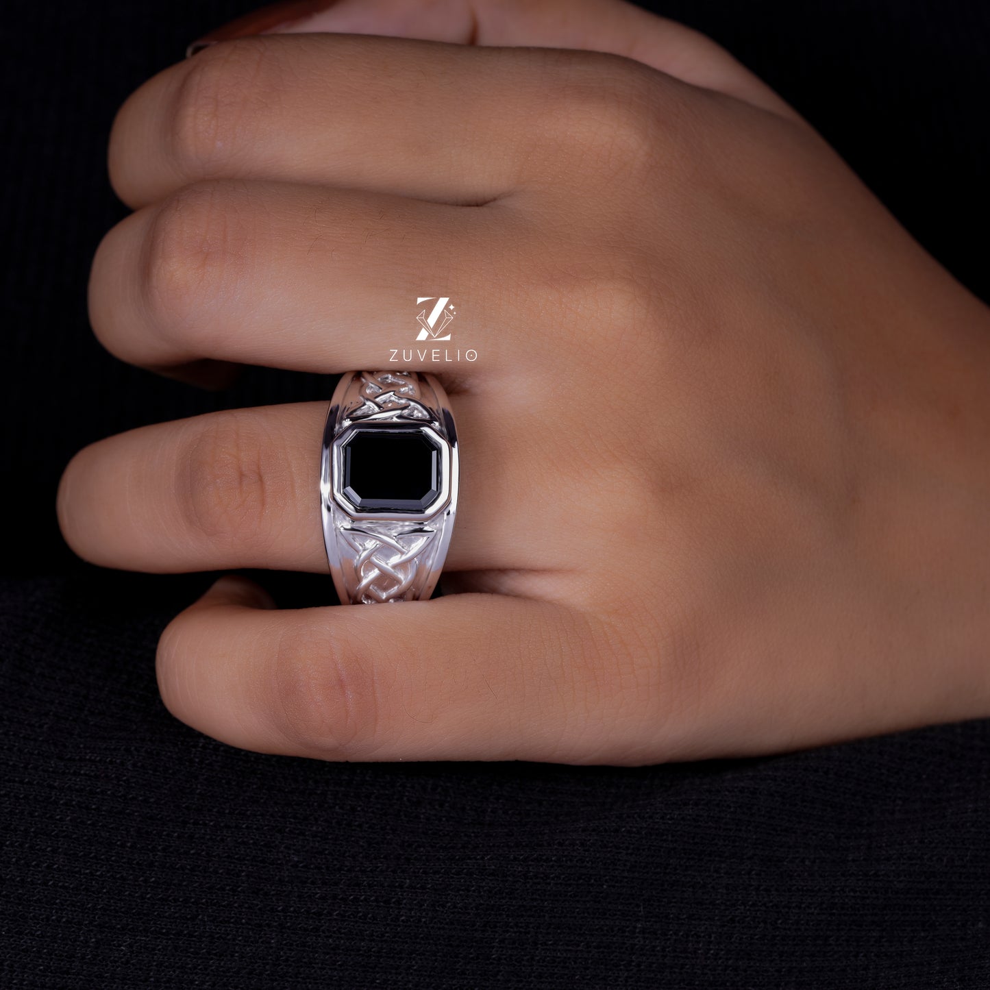 Men's Black Moissanite Ring