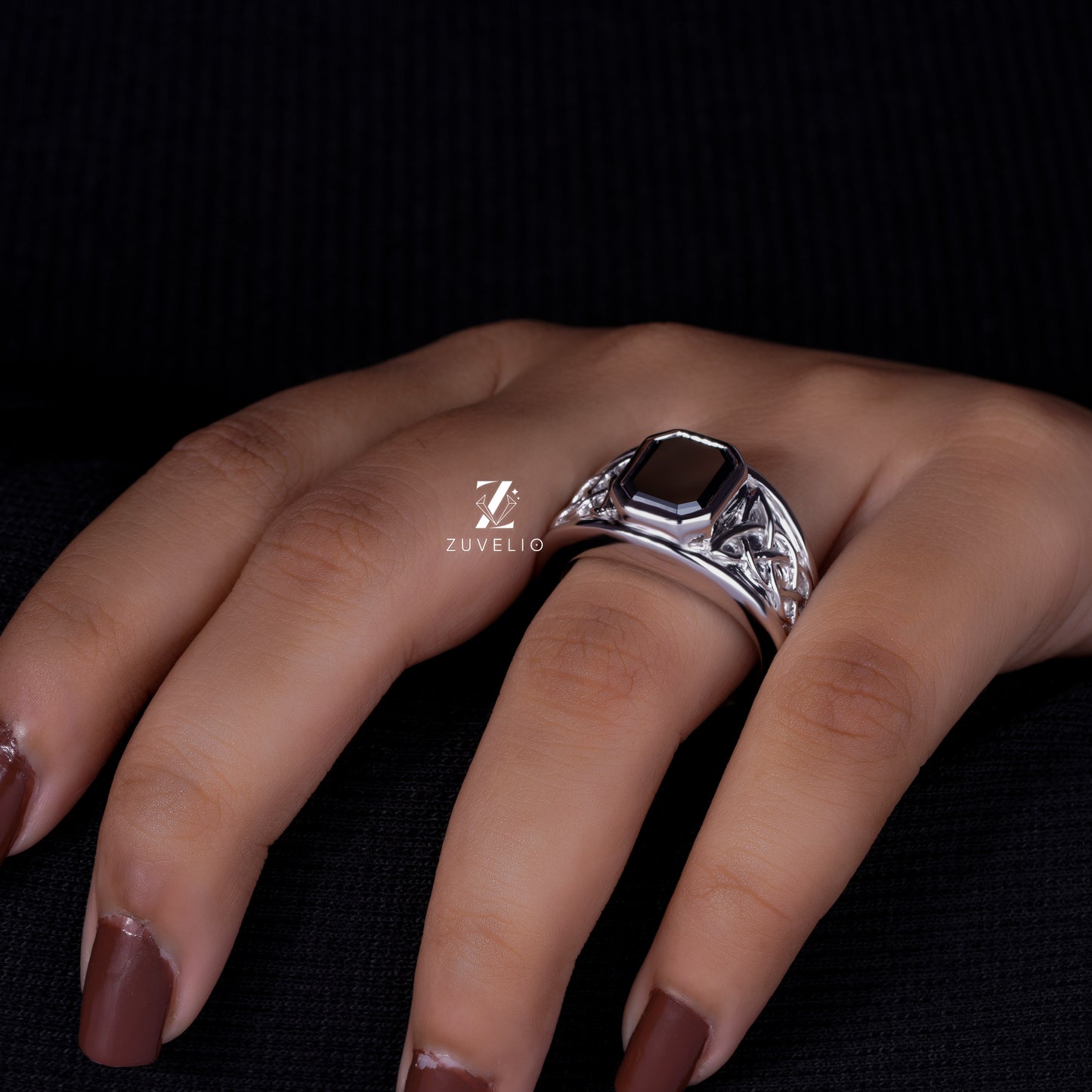 Men's Black Moissanite Ring