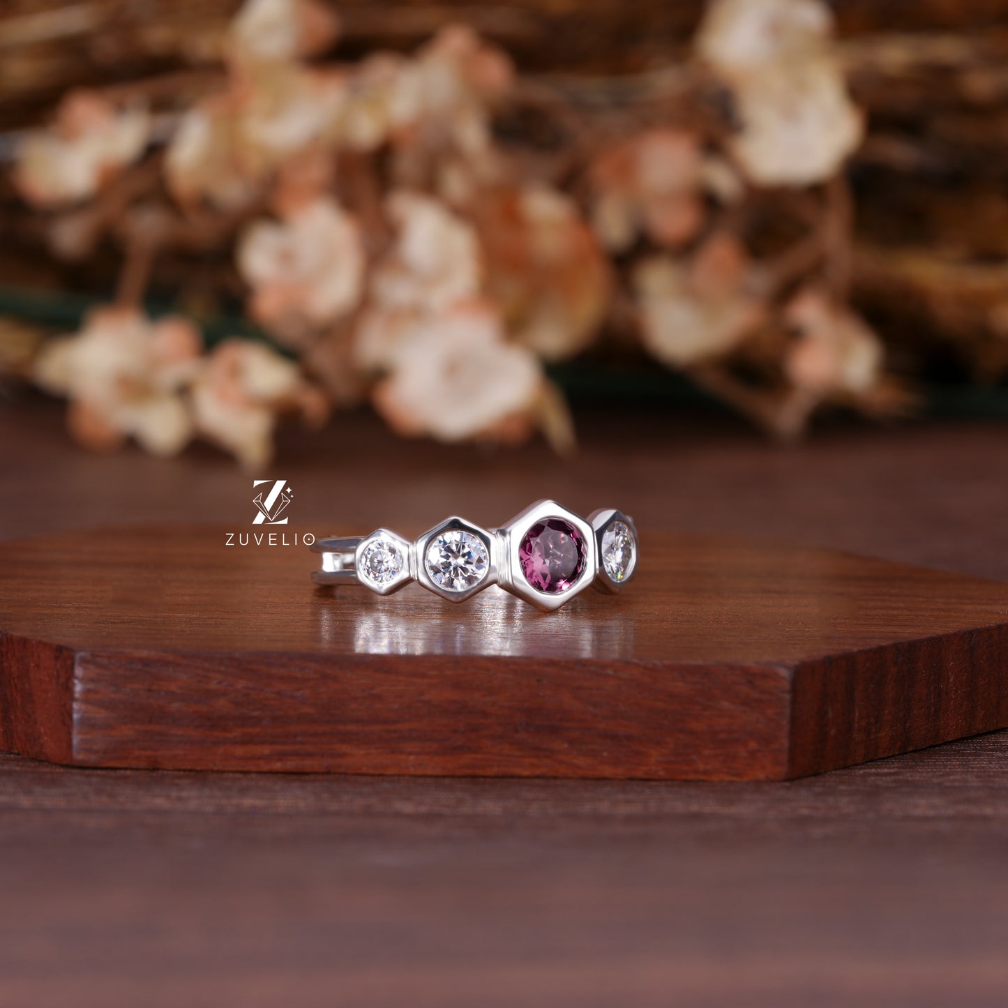 Pink Sapphire Bezel Band
