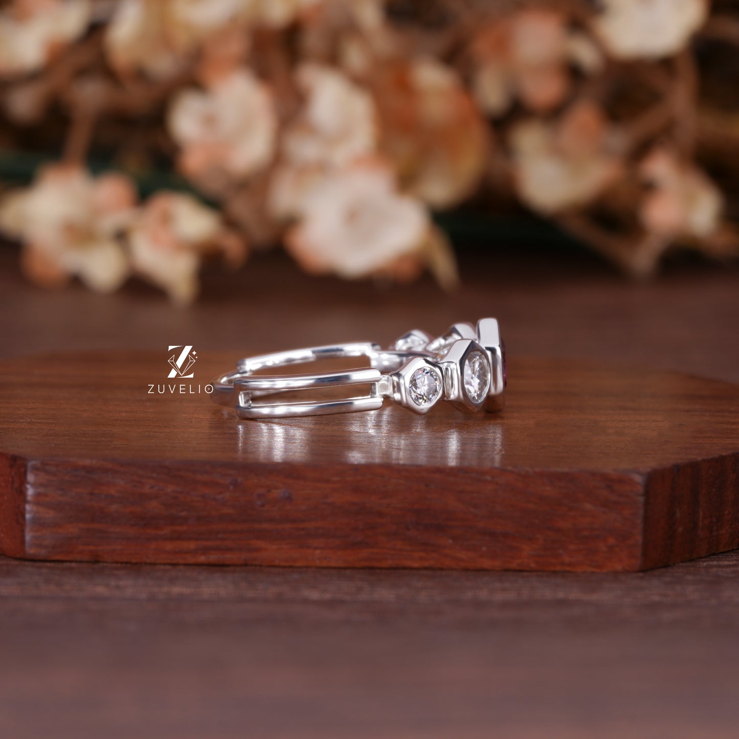 Pink Sapphire Bezel Band