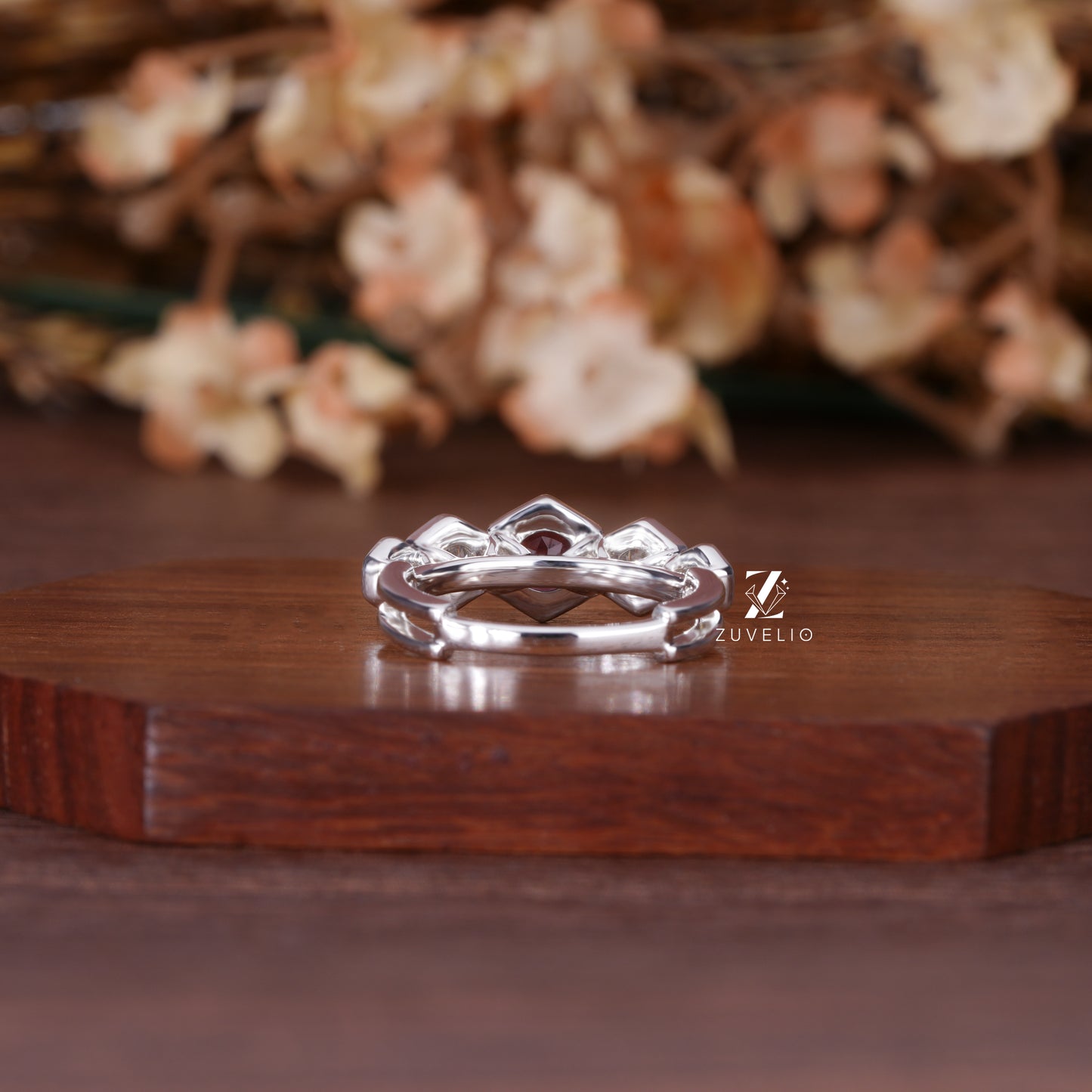 Pink Sapphire Bezel Band