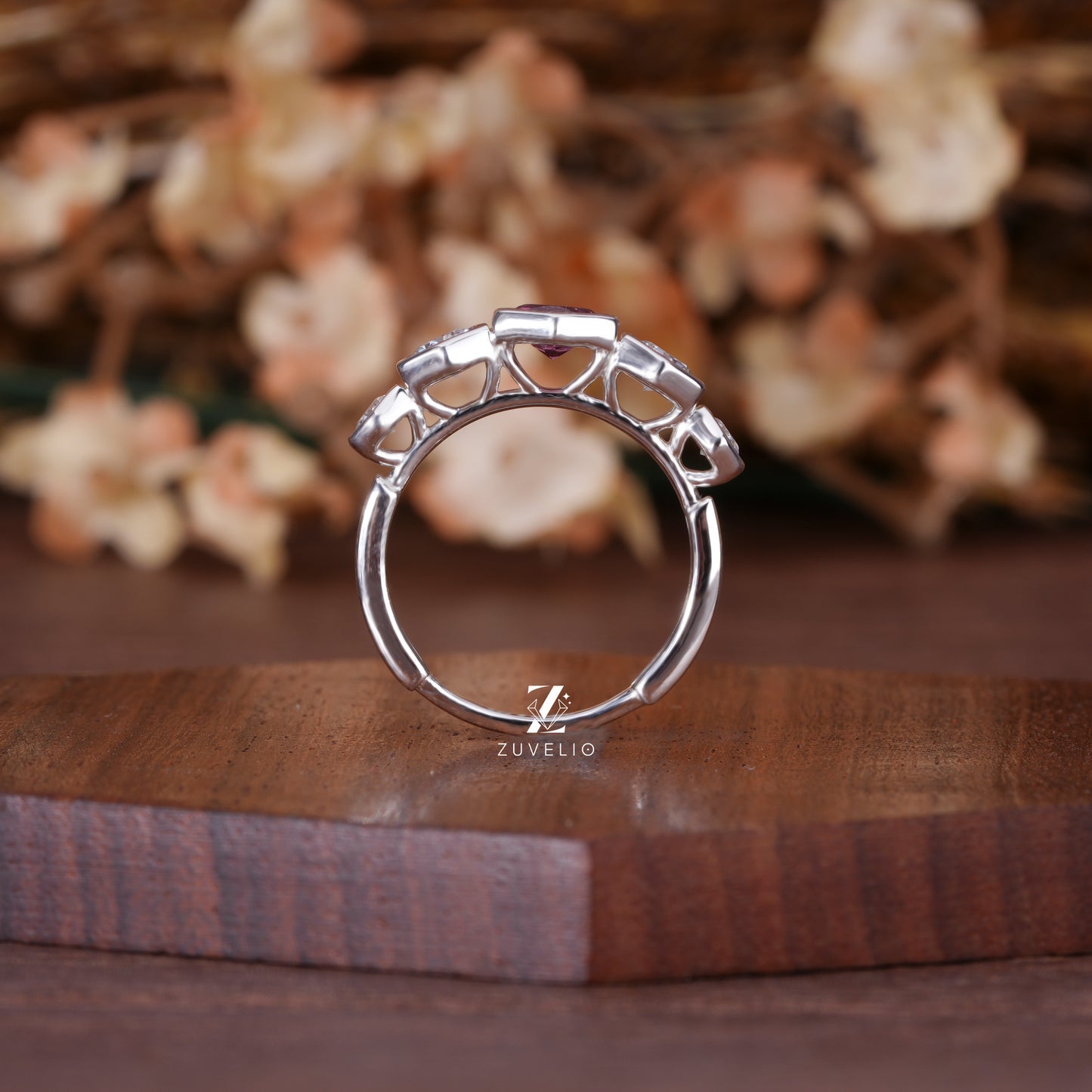 Pink Sapphire Bezel Band