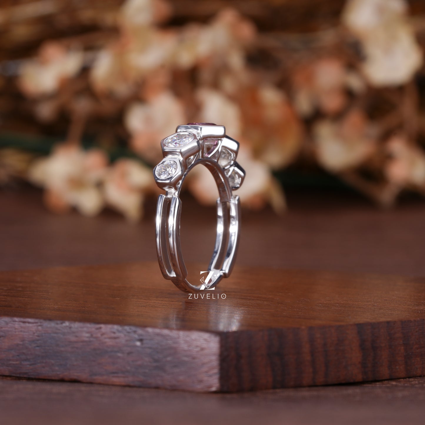 Pink Sapphire Bezel Band