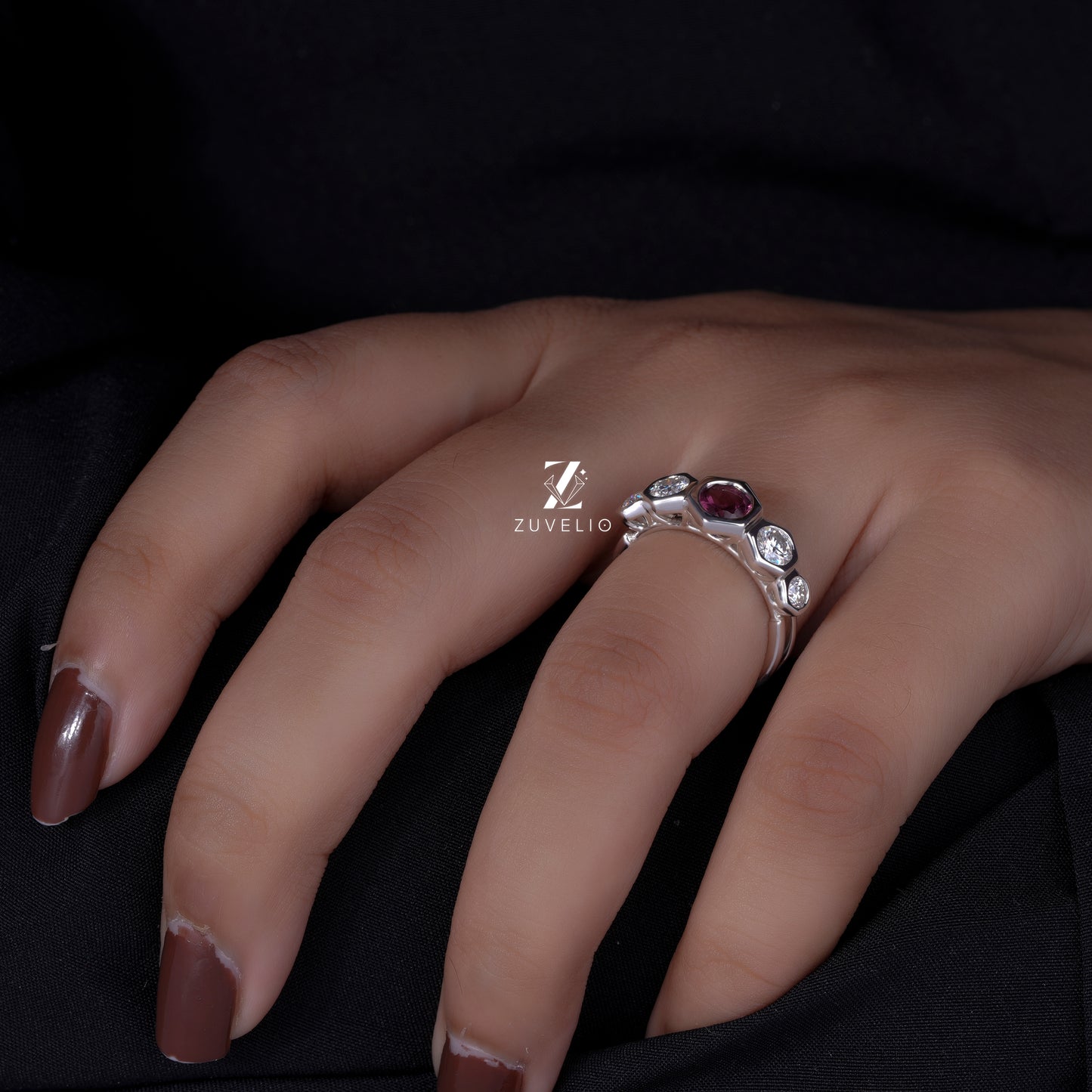 Pink Sapphire Bezel Band