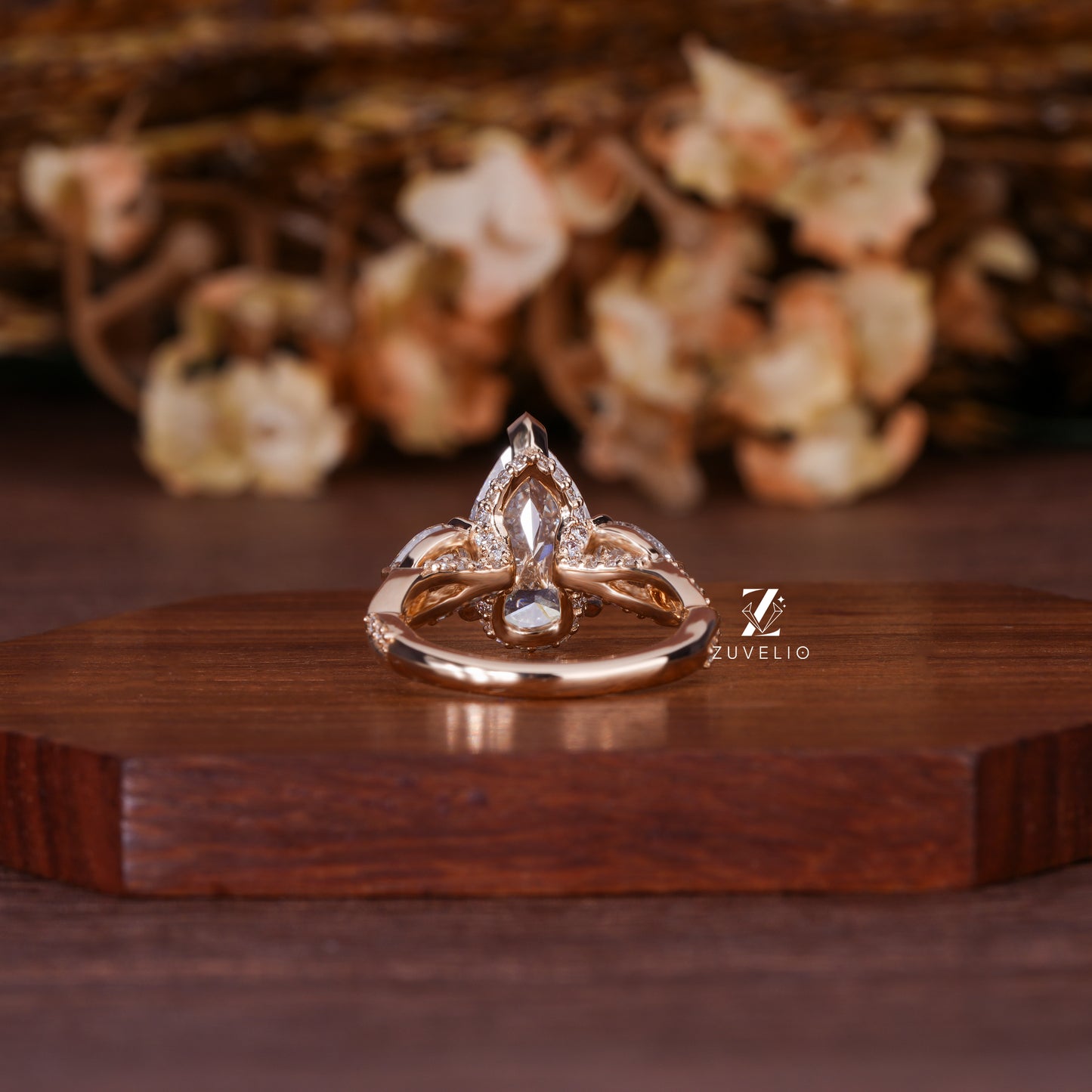 Pear Cut Three Stone Wedding Ring