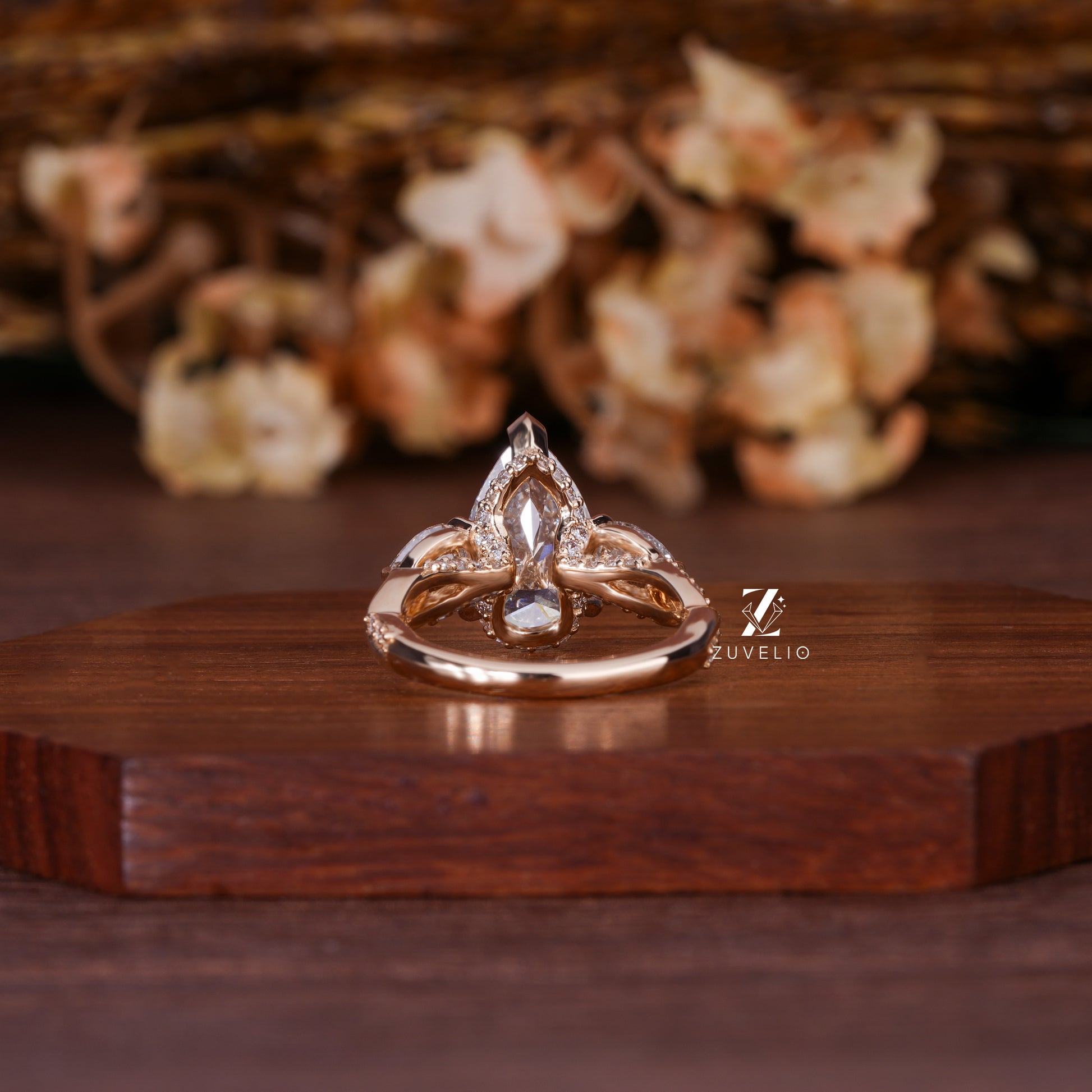 Pear Cut Three Stone Wedding Ring