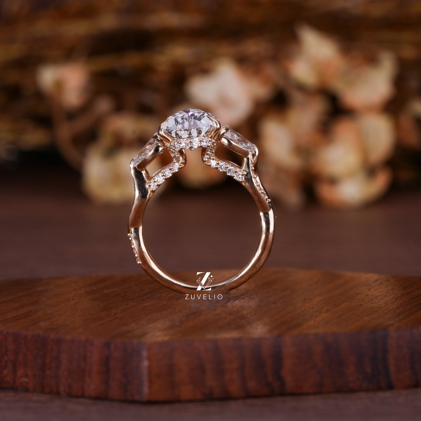 Pear Cut Three Stone Wedding Ring
