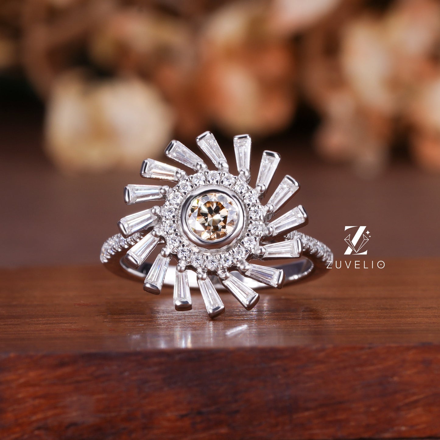 Round Champagne Bezel Ring