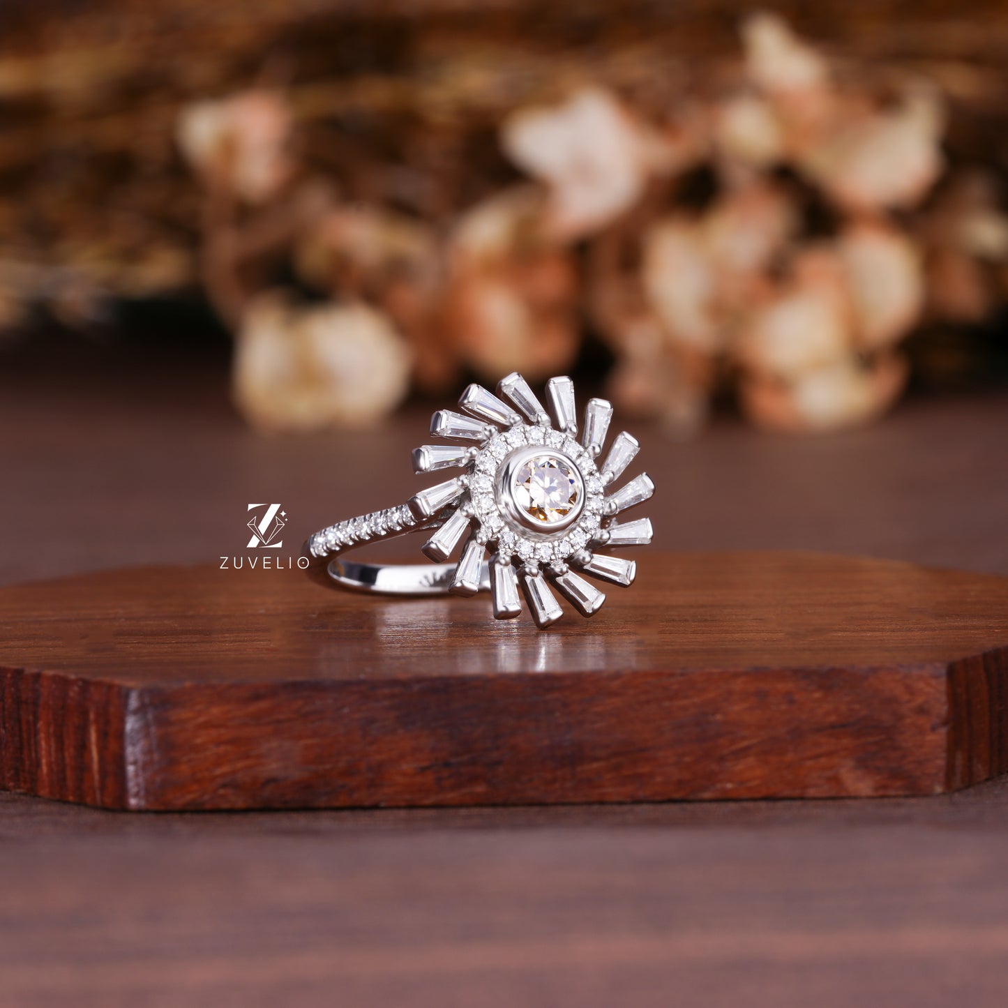 Round Champagne Bezel Ring
