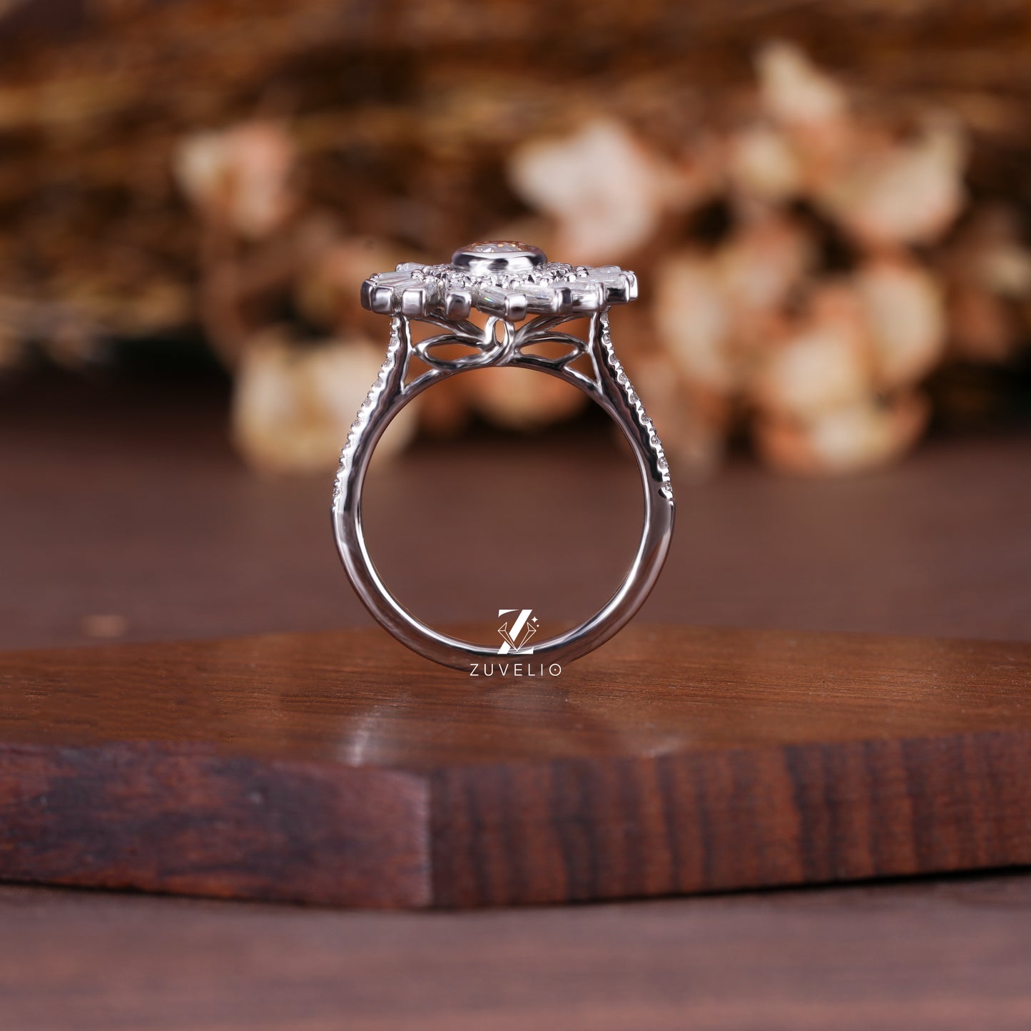 Round Champagne Bezel Ring