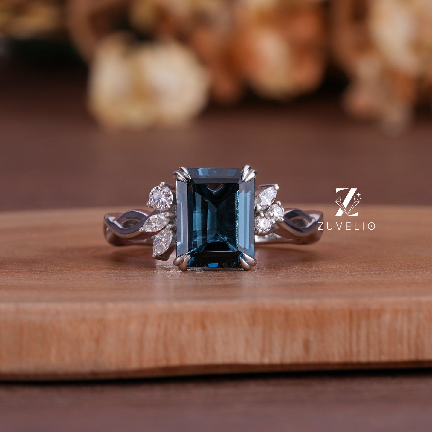 Vintage Emerald Moissanite Ring