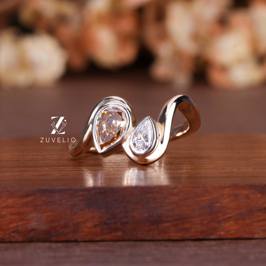 Pear Duo Moissanite Ring