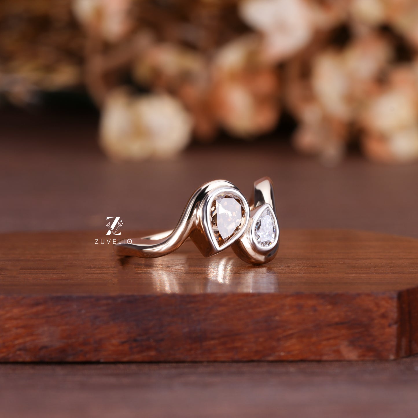 Pear Duo Moissanite Ring