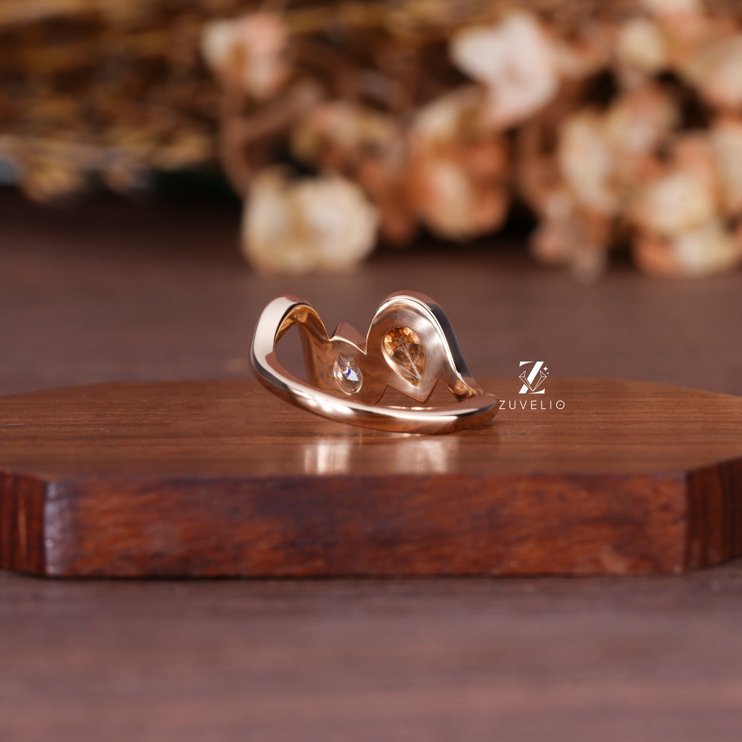 Pear Duo Moissanite Ring