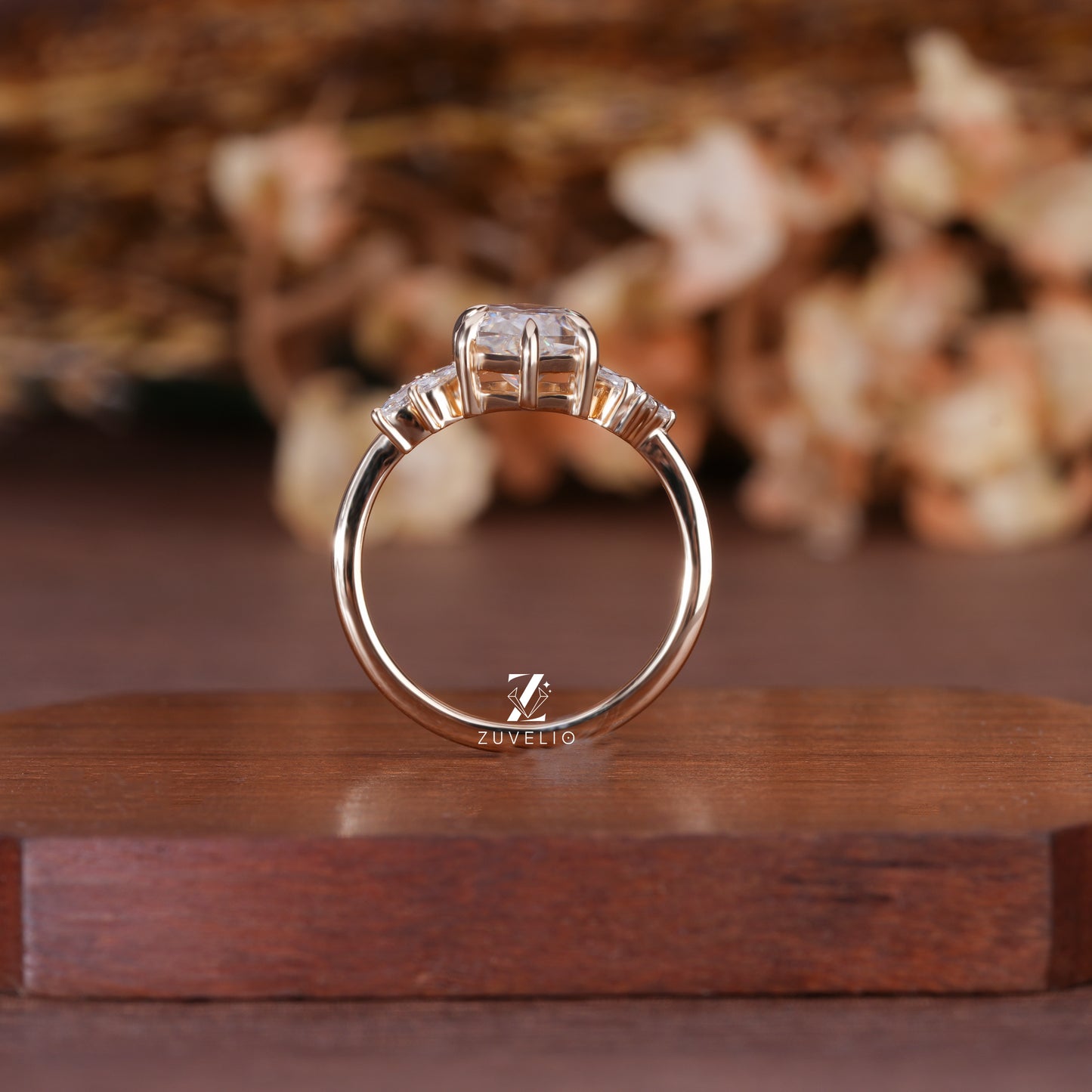 Elongated Hexagon Moissanite Ring