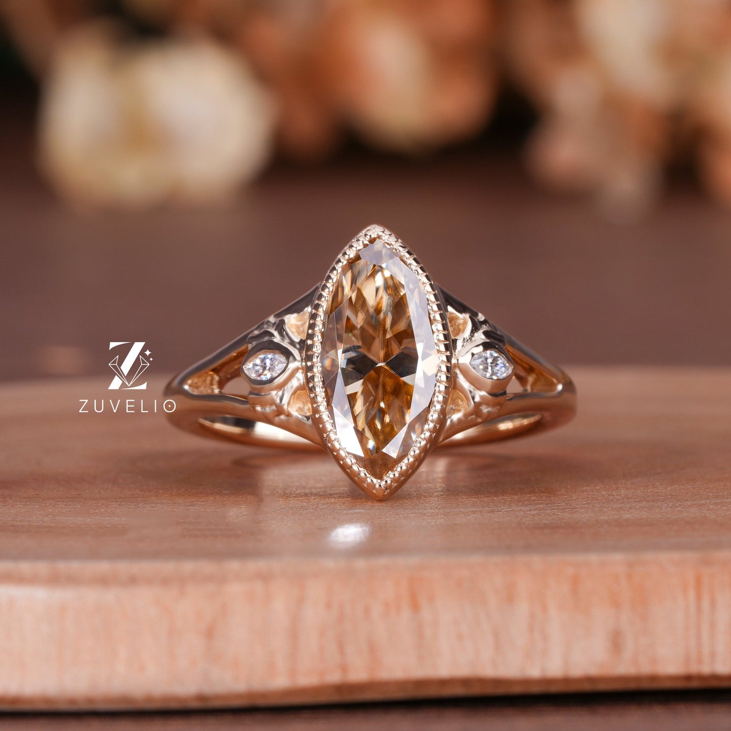 Champagne Marquise Bezel Ring