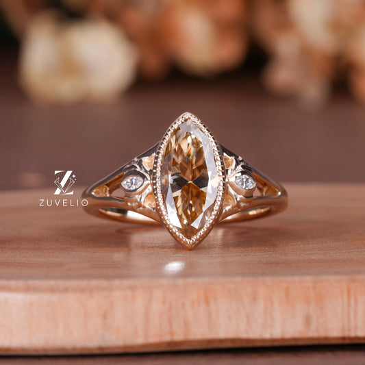 Champagne Marquise Bezel Ring