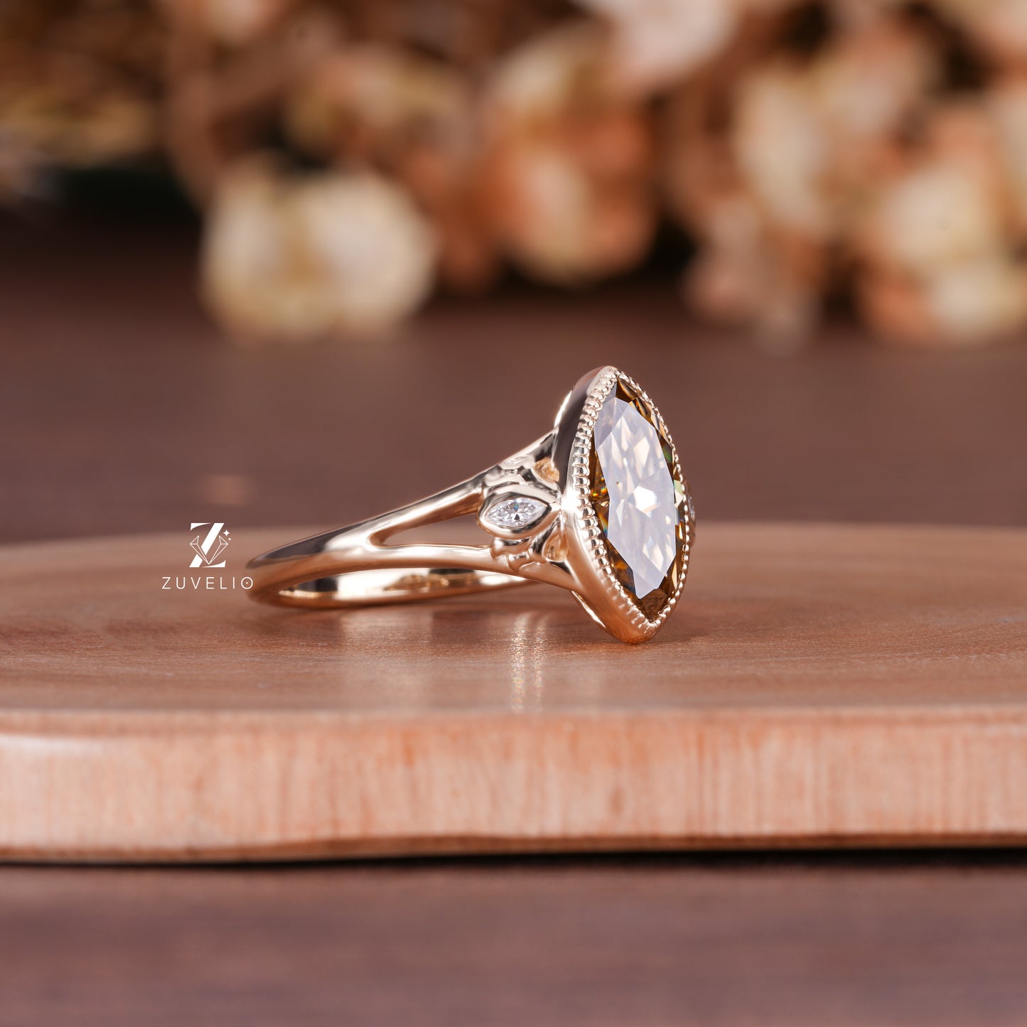 Champagne Marquise Bezel Ring