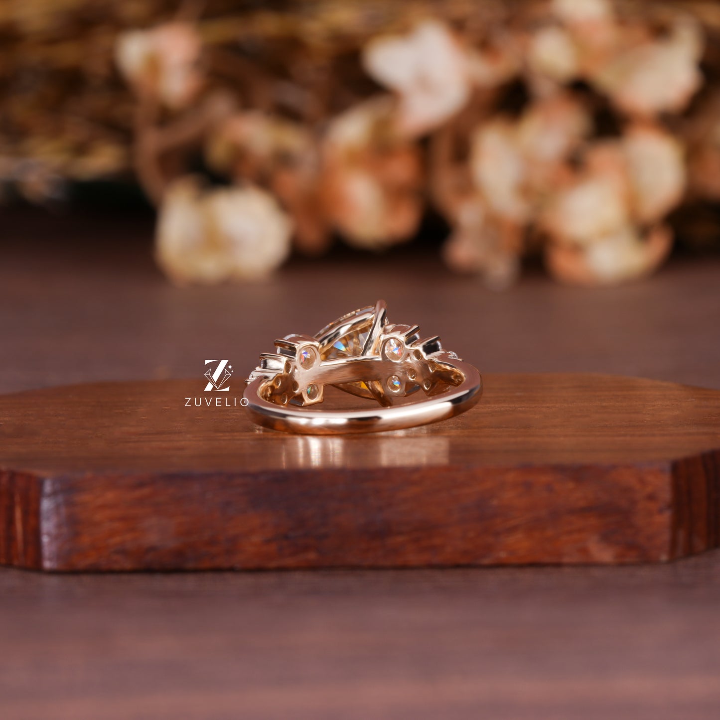 Trillion Champagne  Moissanite Ring