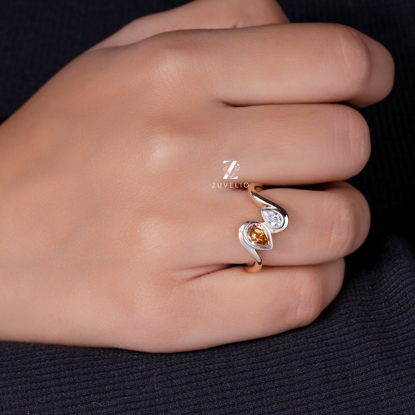 Pear Duo Moissanite Ring