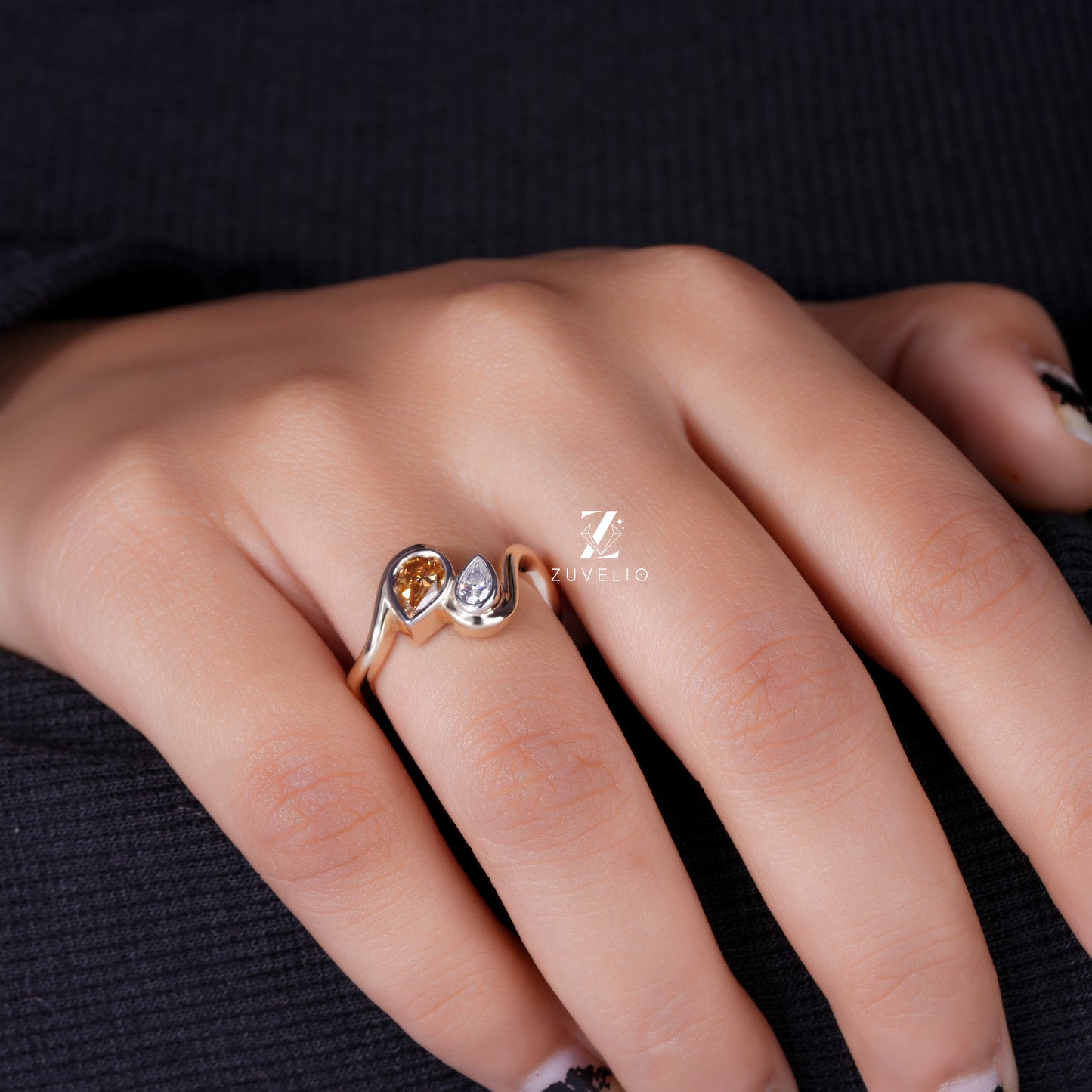 Pear Duo Moissanite Ring