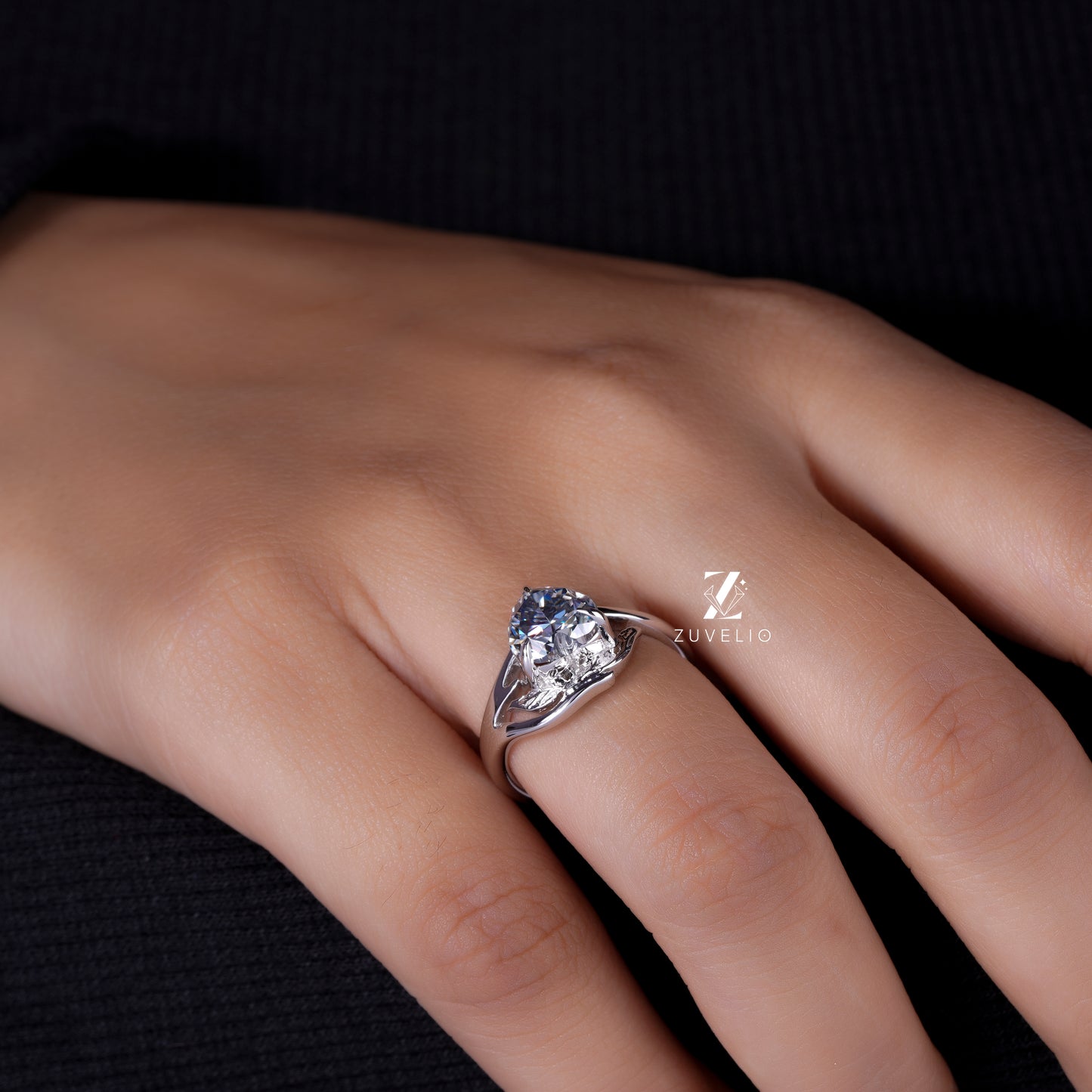Grey Heart Moissanite Ring